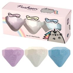   Pusheen cicás fürdőbomba szett, 3 db-os, unikornis pusheen, gyümölcsös illatok