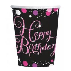 Happy Birthday Pink papír pohár 6 db-os 250 ml