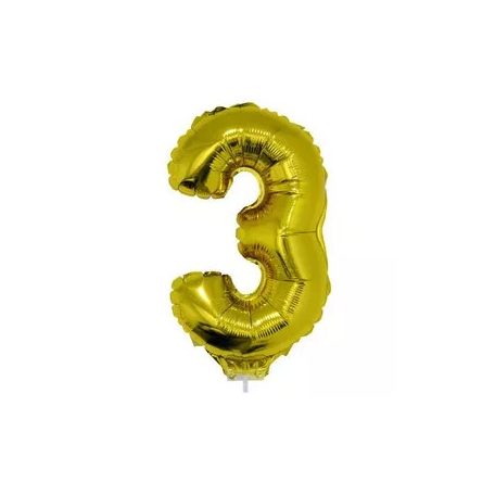 Héliumos fólia lufi, 3-as szám, 41 cm, arany