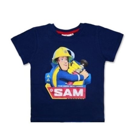 Fireman Sam, Tűzoltó Sam mintás fiú rövid ujjú póló, sötétkék (Méret: 128)