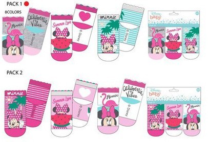 Disney Minnie baba zokni, 3 pár/csomag (0-6 hónap) alsó sor