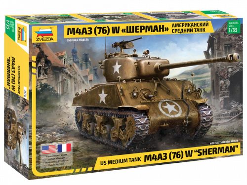 Zvezda M4 A3 76mm Sherman 1:35 makett harcjármű (3676)