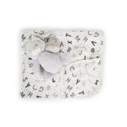   Cangaroo Ajándékdobozos plüss takaró (90x75 cm) - Plüss mackó játékkal - Szürke betűk
