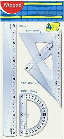 Vonalzókészlet, nagy, műanyag, 4 db-os, Maped