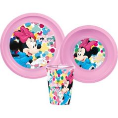  Disney Minnie étkészlet, műanyag szett 260 ml-es pohárral