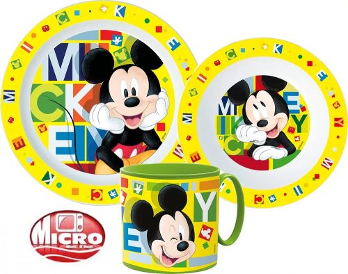 Disney Mickey Étkészlet, micro műanyag szett 265 ml bögrével