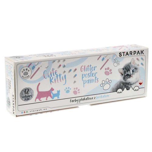 Starpak Cicás csillogós plakát festék készlet 12 színnel 20 ml (472916)