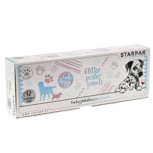 Starpak Kutyás csillogós plakát festék készlet 12 színnel 20 ml (472917)