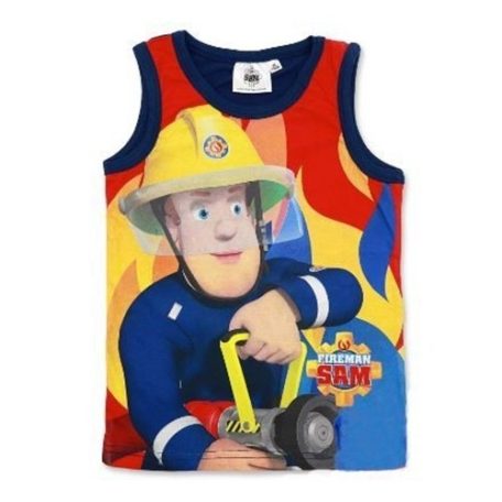 Fireman Sam, Tűzoltó Sam mintás fiú ujjatlan trikó, sötétkék (Méret: 122 cm)