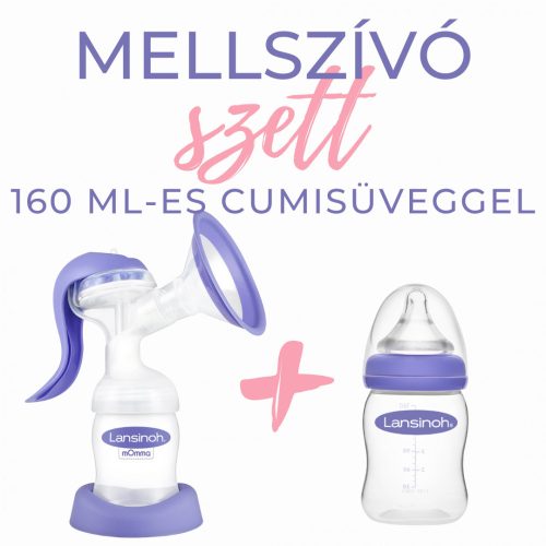 Lansinoh 2 fázisú mellszívó + 160ml-es cumisüveg