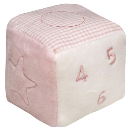 BabyBruin Plüss Csörgő kocka 8*8*8 cm rózsaszín