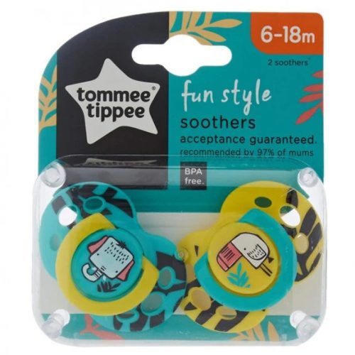 Tommee Tippee játszócumi CTN Fun 2 db 6-18hó sárga-zöld