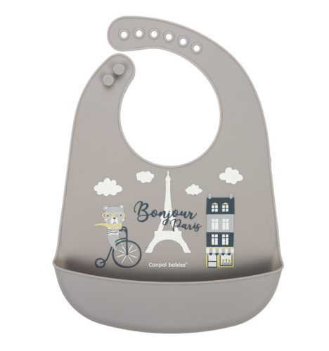 Canpol Babies Bonjour Paris szilikon zsebes előke - Bézs