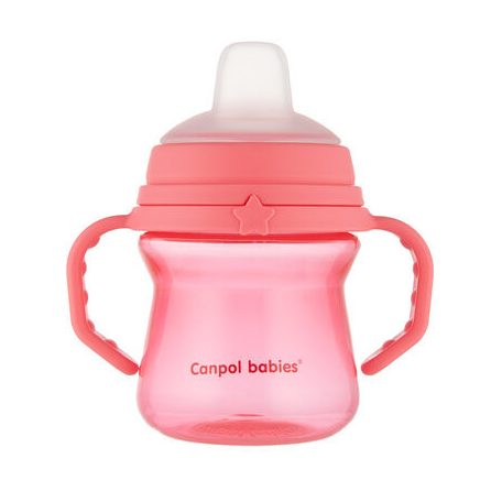 Canpol FirstCup itatópohár szilikonos ivócsőrrel 150ml 6h - Rózsaszín