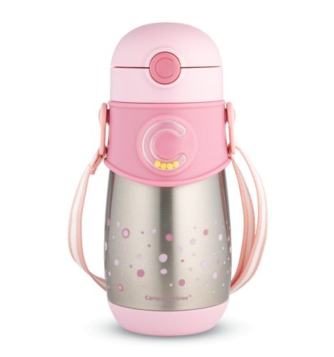 Canpol Babies Hőtartó pohár szilikonos szívószállal 300 ml (12h+) - Rózsaszín