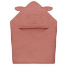Lionelo Muslin pamut kapucnis törölköző - Red Coral