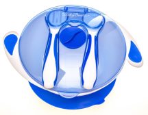 BabyBruin tapadós tányér+kanál+villa - kék