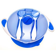 BabyBruin tapadós tányér+kanál+villa - kék