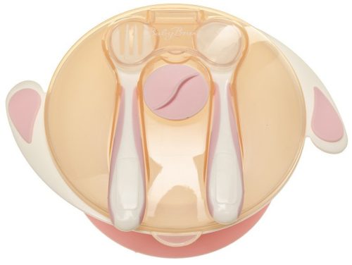 BabyBruin tapadós tányér+kanál+villa - rózsaszín