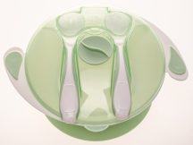 BabyBruin tapadós tányér+kanál+villa - zöld