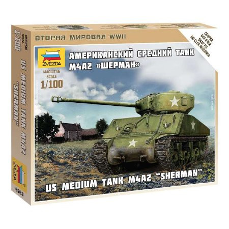 Zvezda Sherman M4  1:100 makett harcjármű (6263)