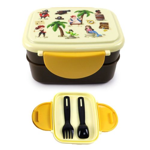 Bento Ételhordó Doboz Evőeszközökkel, Pattintós Tető - Jolly Rogers Kalózok