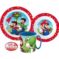   Super Mario étkészlet, micro műanyag szett 350 ml bögrével