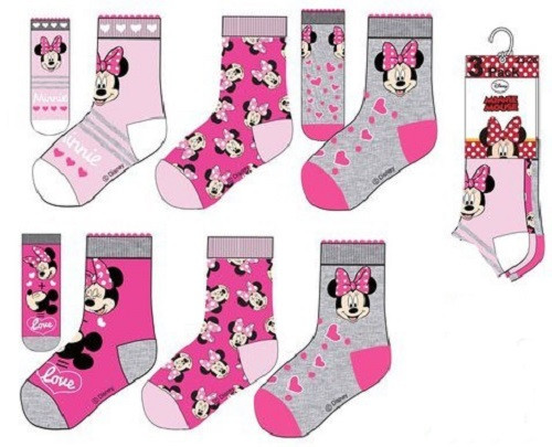 Disney Minnie gyerek zokni 3 pár/csomag 27-30 felső sor