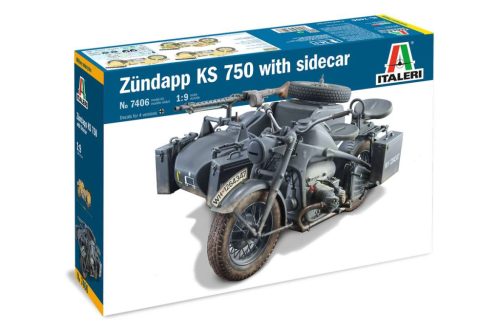 Italeri Zündapp KS 750 with sidecar  1:9 makett harcjármű (7406s)