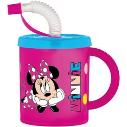 Disney Minnie szívószálas bögre, műanyag 210 ml