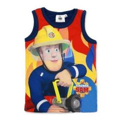   Fireman Sam, Tűzoltó Sam mintás fiú ujjatlan trikó, sötétkék (Méret: 128 cm)