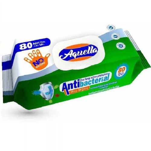 Aquella - Nedves törlőkendő, Antibacterial, kupakos, 80 db
