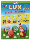 Lux tojásdíszítő, tojásfestő szett húsvétra, 34 db-os (4 színű tojásfesték, kréta, 5 db fólia, 20 db matrica, 4 db kivágóív)