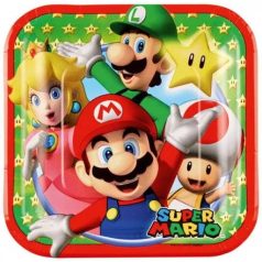 Super Mario papírtányér 8 db-os 18 cm