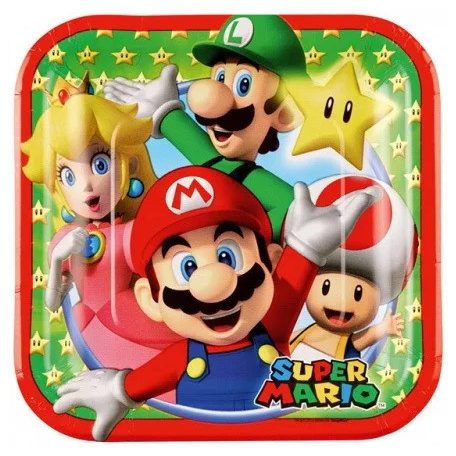 Super Mario papírtányér 8 db-os 18 cm