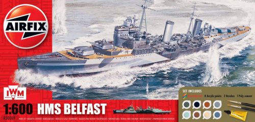 Airfix HMS Belfast Gift Set 1:600 makett készlet festékkel, ragasztóval (A50069)