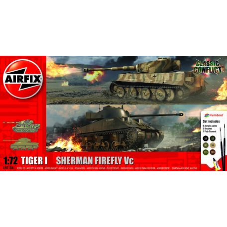 Airfix Classic Conflict Tiger 1 vs Sherman Firefly 1:72 makett készlet festékkel és kiegészítőkkel (