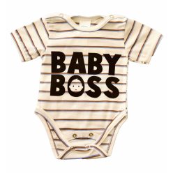   Rövid ujjú dupla patentos " Baby Boss" feliratú baba body