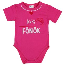   "Kis főnök" feliratos rövid ujjú baba body pink