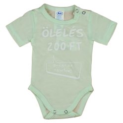   "Ölelés 200 Ft" feliratos rövid ujjú baba body zöld