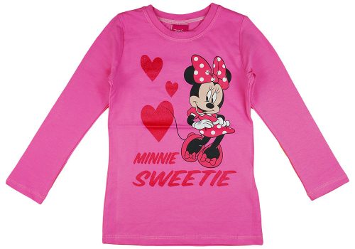 Disney Minnie csillámos, szíves hosszú ujjú lányka póló