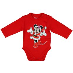 Disney Minnie karácsonyi hosszú ujjú baba body piros