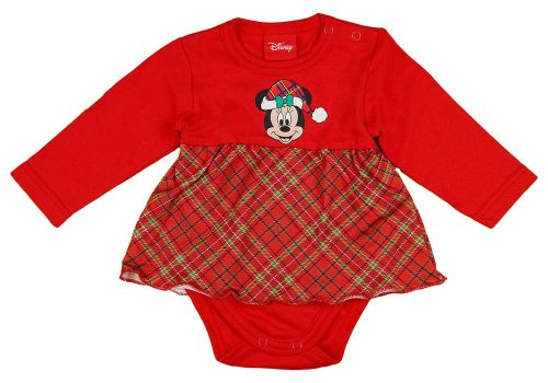 Disney Minnie karácsonyi szoknyás baba body piros