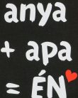 "anya+apa=Én" feliratos ujjatlan rugdalózó