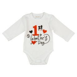   "1st Valentine's day" feliratos valentin napi baba body fehér