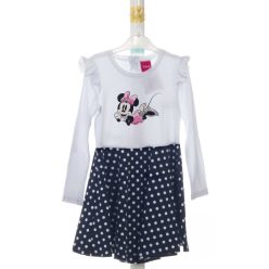   Hosszú ujjú pöttyös, fodros kislány ruha Minnie mintával
