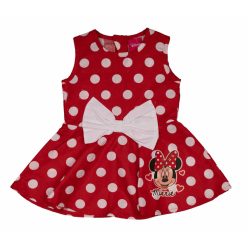   Pöttyös, pörgős kislány nyári ruha fehér masnival, Minnie egérrel