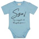 Rövid ujjú feliratos baba body kék