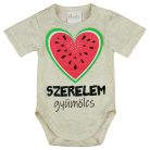 Rövid ujjú baba body "Szerelem gyümölcs" felirattal
