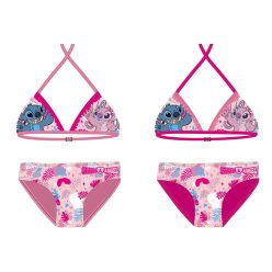   Stitch kétrészes fürdőruha kislányoknak - bikini háromszög felsőrésszel - pink - 98